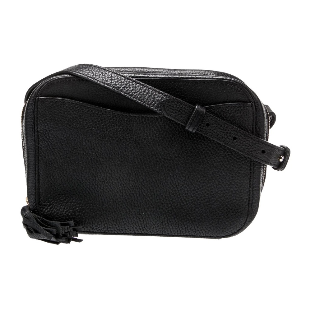 Cuyana black leather crossbody camera bag